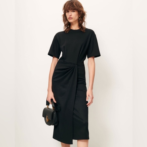 Sessun Dresses & Skirts - New! Sessun Brera Black Twist Short Sleeve Midi Dress 🖤 Small